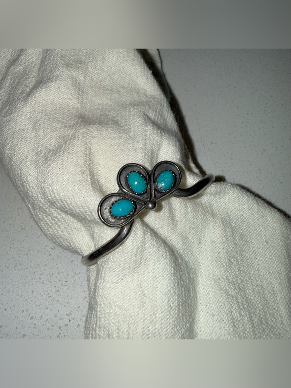 Vintage Navajo Sterling Silver Turquoise Cuff Bracelet